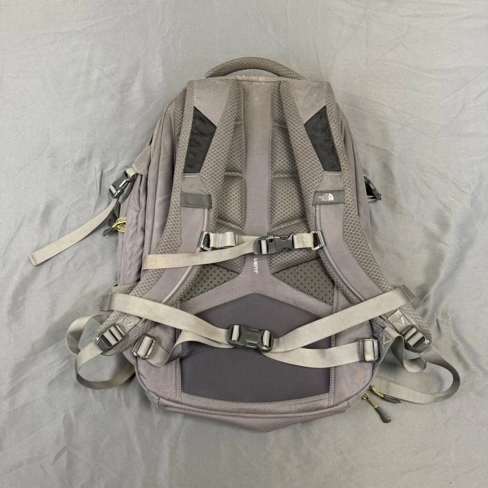 The North Face Surge Backpack Gray Yellow Laptop Bag FlexVent Hiking Travel